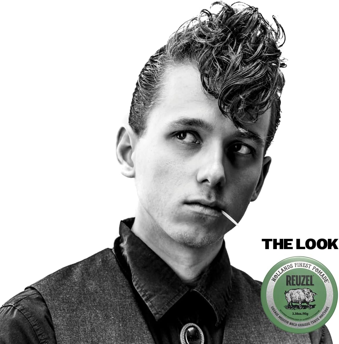 Reuzel Green Grease Oil Based Pomade, Medium Hold Medium Shine Oil Pomade for Men for a Flexible Hold 3.38Oz/95G