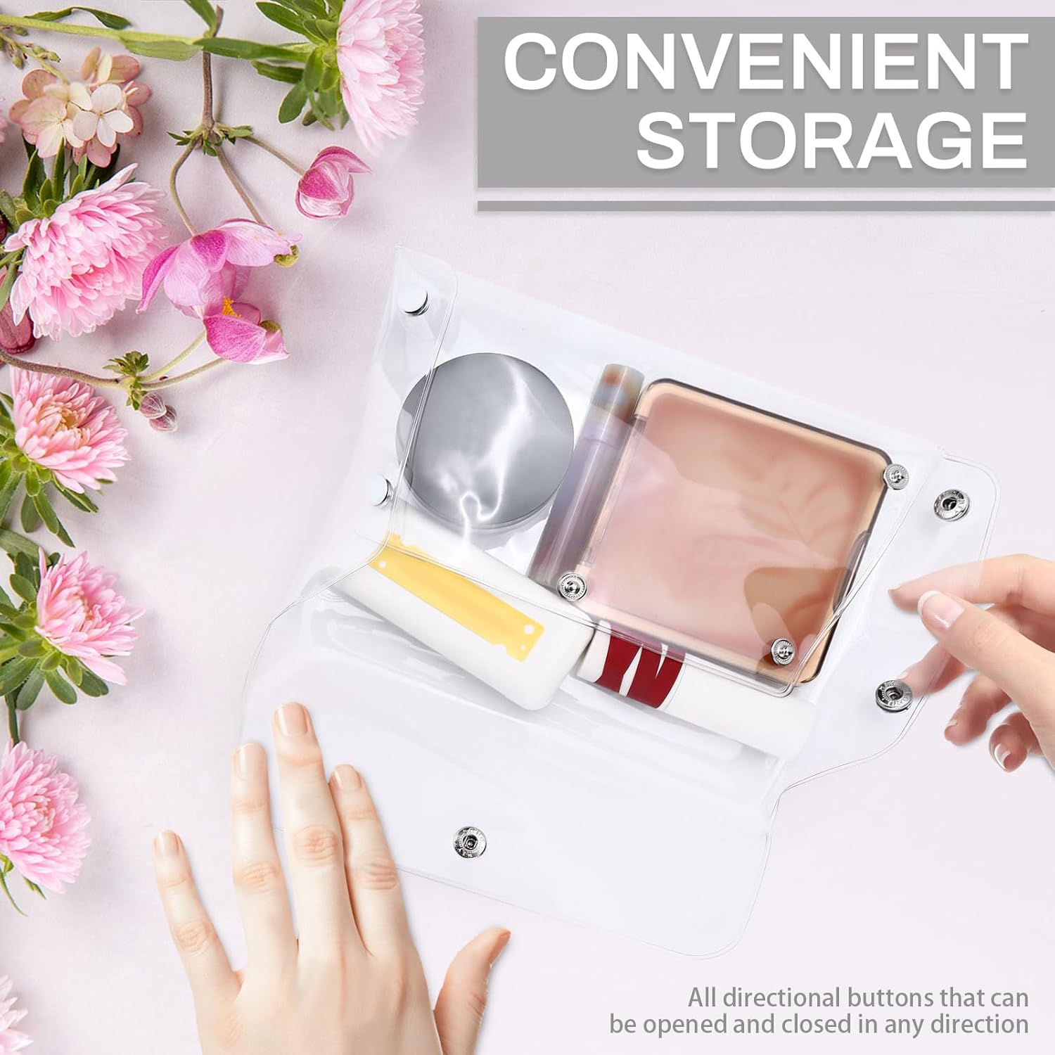 Binxus 6 Pcs Transparent Plastic Makeup Bags 3 Sizes, PVC Lipstick Organizer Bag, Different Size Clear Coin Purse, Mini Coin Pouch, Clear Small Pouch for Women, Clear, Transparent image number 2