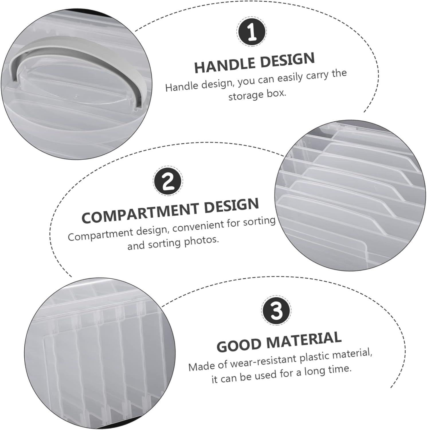 Photo Storage Box Compartment Card Sorter Decorative Storage Organizer Portable Plastic Scrapbook Holder image number 4