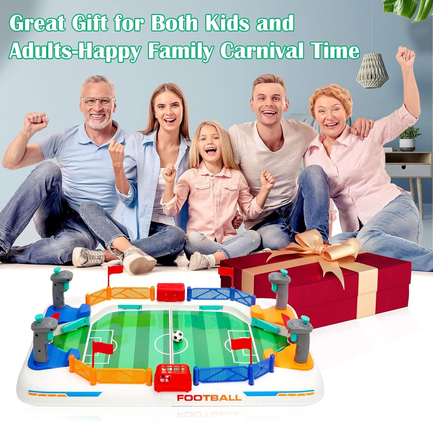 Mini Foosball Table Soccer Game for Kids：Birthday Gift Toys for 3 4 5 6 7 8-12 Year Old Boys and Girls，Indoor Sports Soccer Toy Board Game ，Fun Ideal for Family Gatherings image number 2