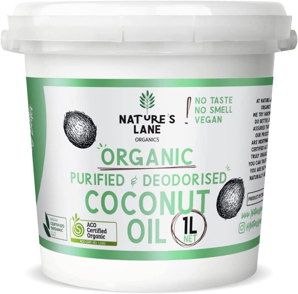 Natures Lane Organic Purified Deodorised Coconut Oil Pail 1 Liter