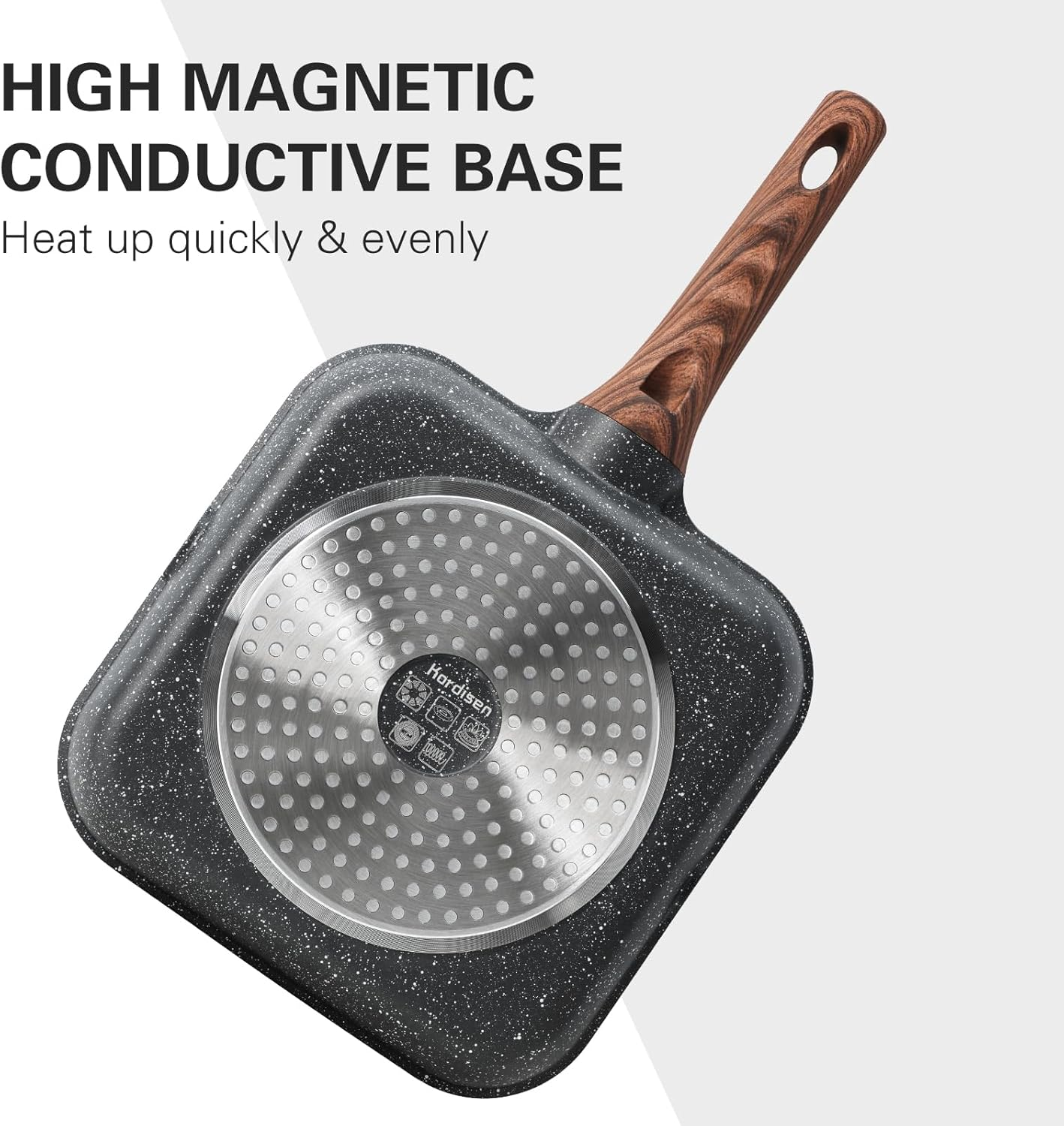 Kordisen Nonstick Grilling Pan for Stove Tops, 11 Inch Square Grill Pan for Indoor Cooking, Granite Coating Grill Skillet with Pour Spouts, Versatile Griddle, Induction Steak Pan, PFOA Free image number 4