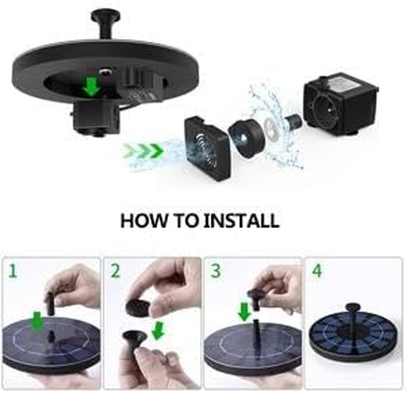 Solar Fountain Pump, Solar Powered Water Features with 6 Nozzles for the Garden, 7V 1.5W Floating Solar Powered Fountains for Bird Bath Pool Patio Pond and Fish Tank image number 5