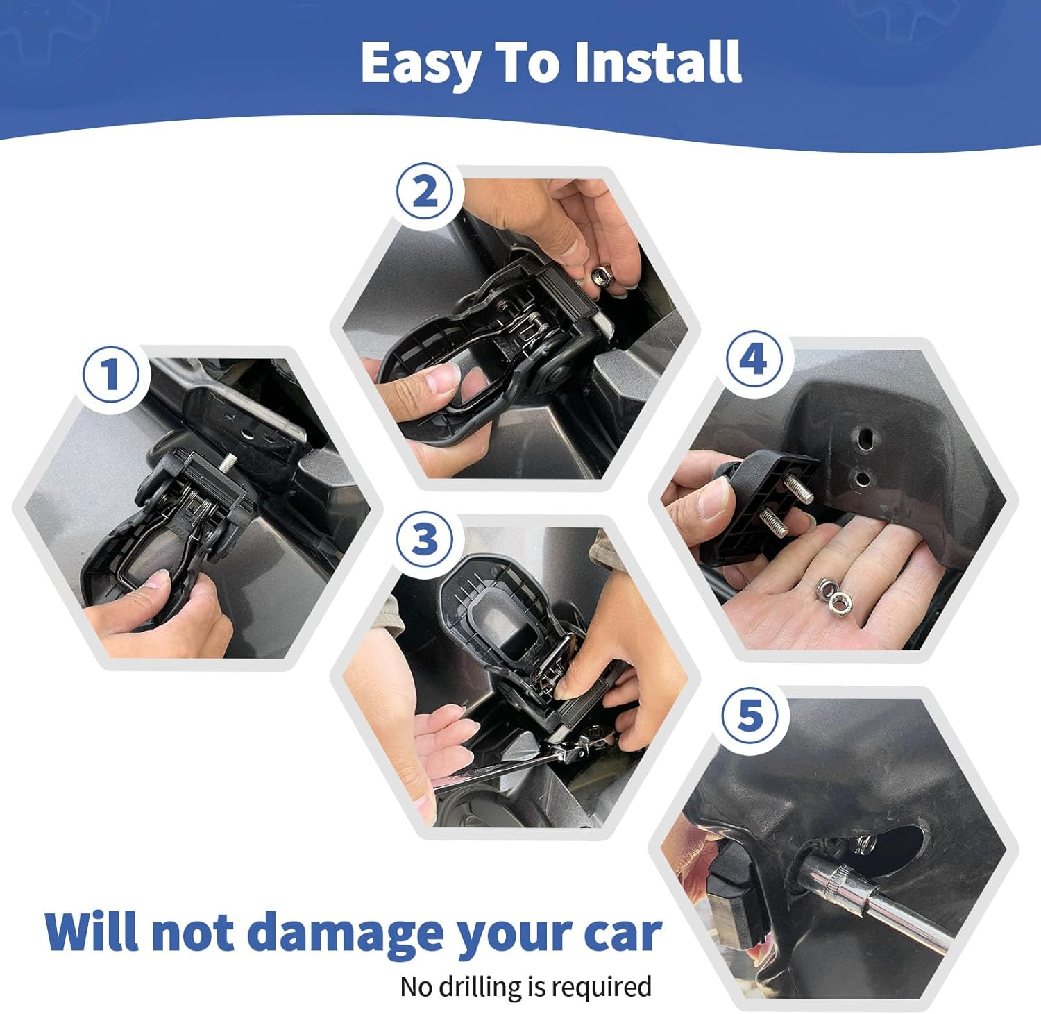 2018 Jeep Wrangler JL OEM Original Black Stainless Steel Latch Locking Hood Catch Kit image number 5