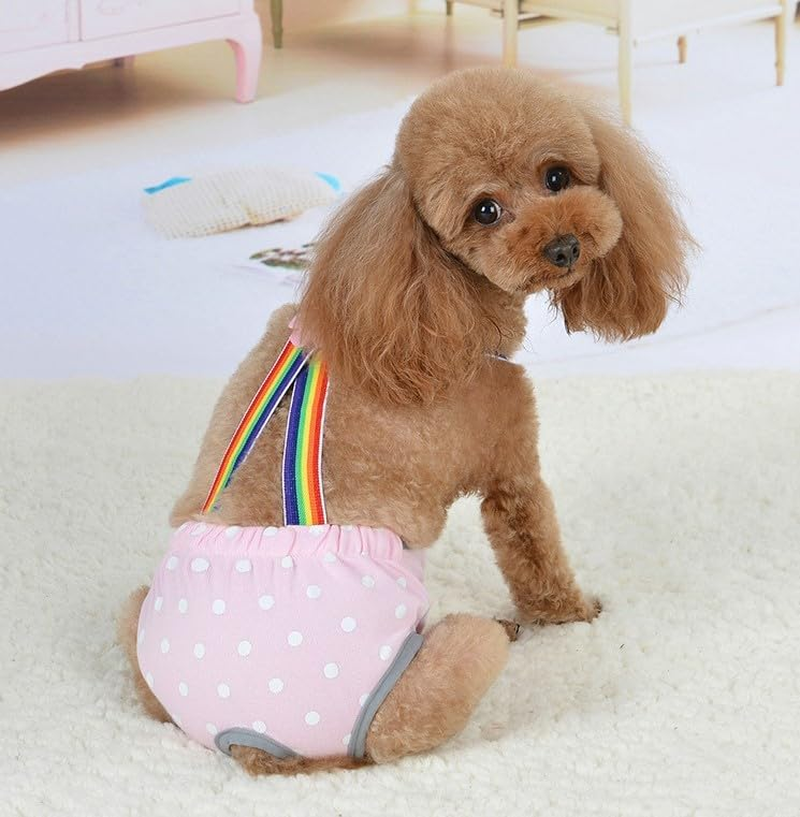 Washable Female Dog Diapers Underwear, Pet Sanitary Pants Cloth Diaper Nappy Covers Underwear Reusable Suspender (Light Pink, M, Count, 1) image number 6