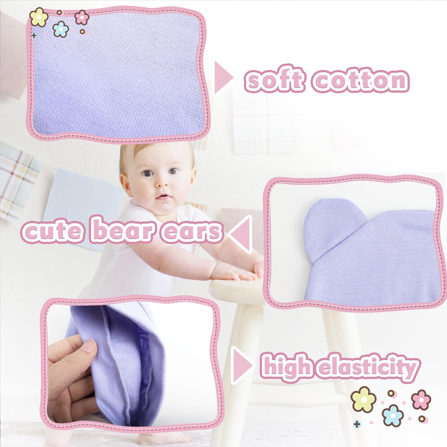 3-Set Soft Cotton Baby Beanie Hat Stretchable, Comfortable and Breathable Knit Cap for Newborn Boys, Seasons &ndash; Baby Gear, Baby Boy Hat image number 3