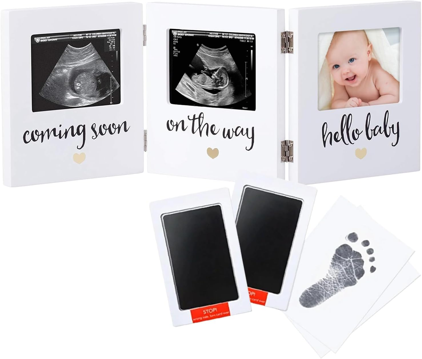 Sonogram Picture Frame &ndash; Gifts for Mums to Be - Baby Ultrasound Pregnancy Frame - Nursery Wall D&eacute;cor - Pregnant Mum Gifts, Ultrasound Photo Expecting Parents Unique Gifts Pregnant Women - Trio Frame with 2 Inkless Pads & 4 Imprint Paper Great Mothers Day Gift image number 6