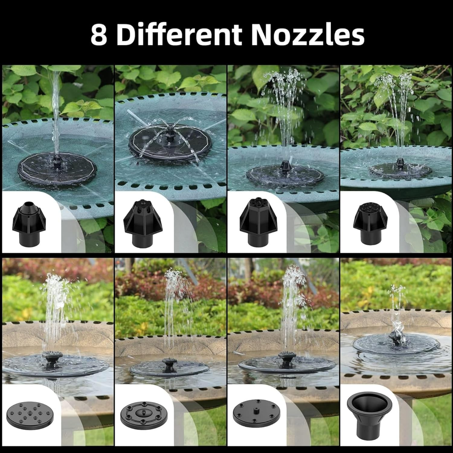 Small Solar Water Fountain with Light Floating Outdoor Hummingbird Bird Bath Waterfall Pump Powered Pond Garden Patio Led Bubbler outside Submersible Feature Panel above Ground Pool Flower Sprinkler