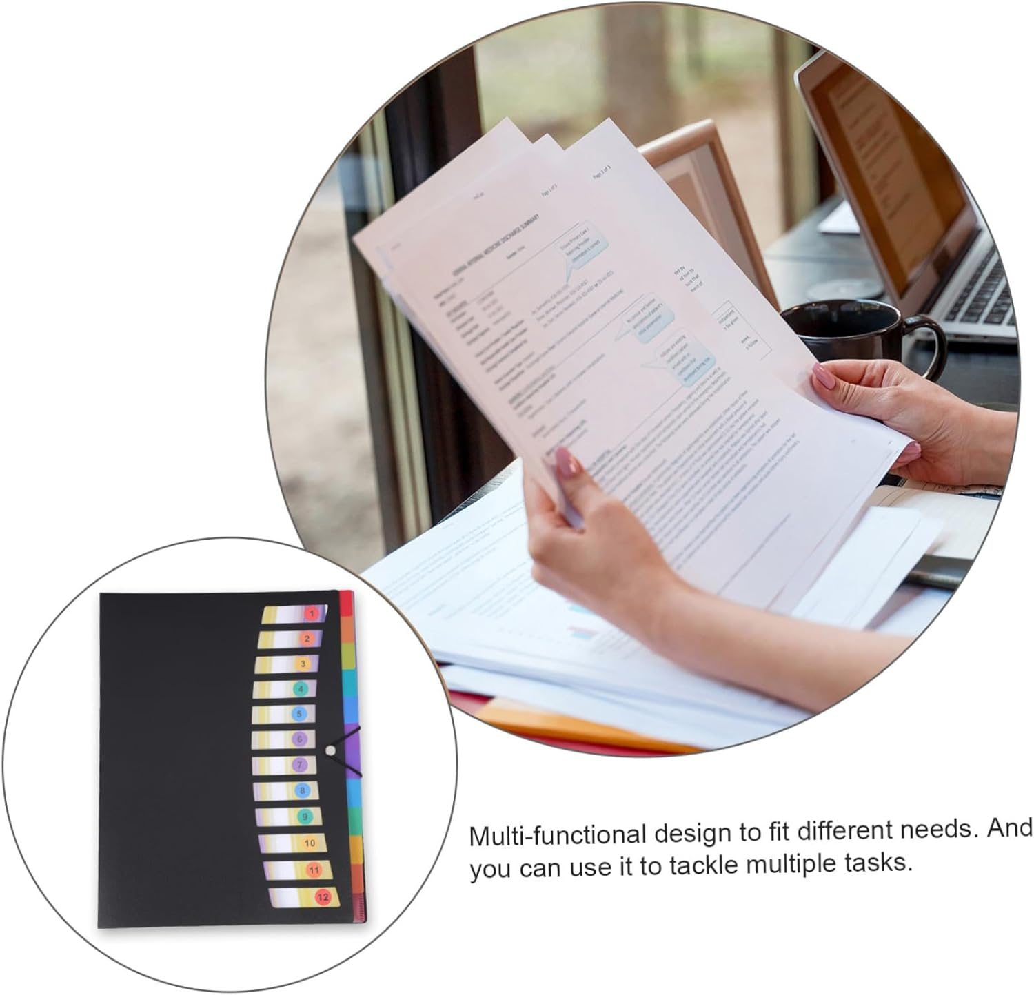 MINAOLULUS Cluster Folder File Organizer Expandable Multi-Pockets Folders for Office School Supplies Documents Organizers