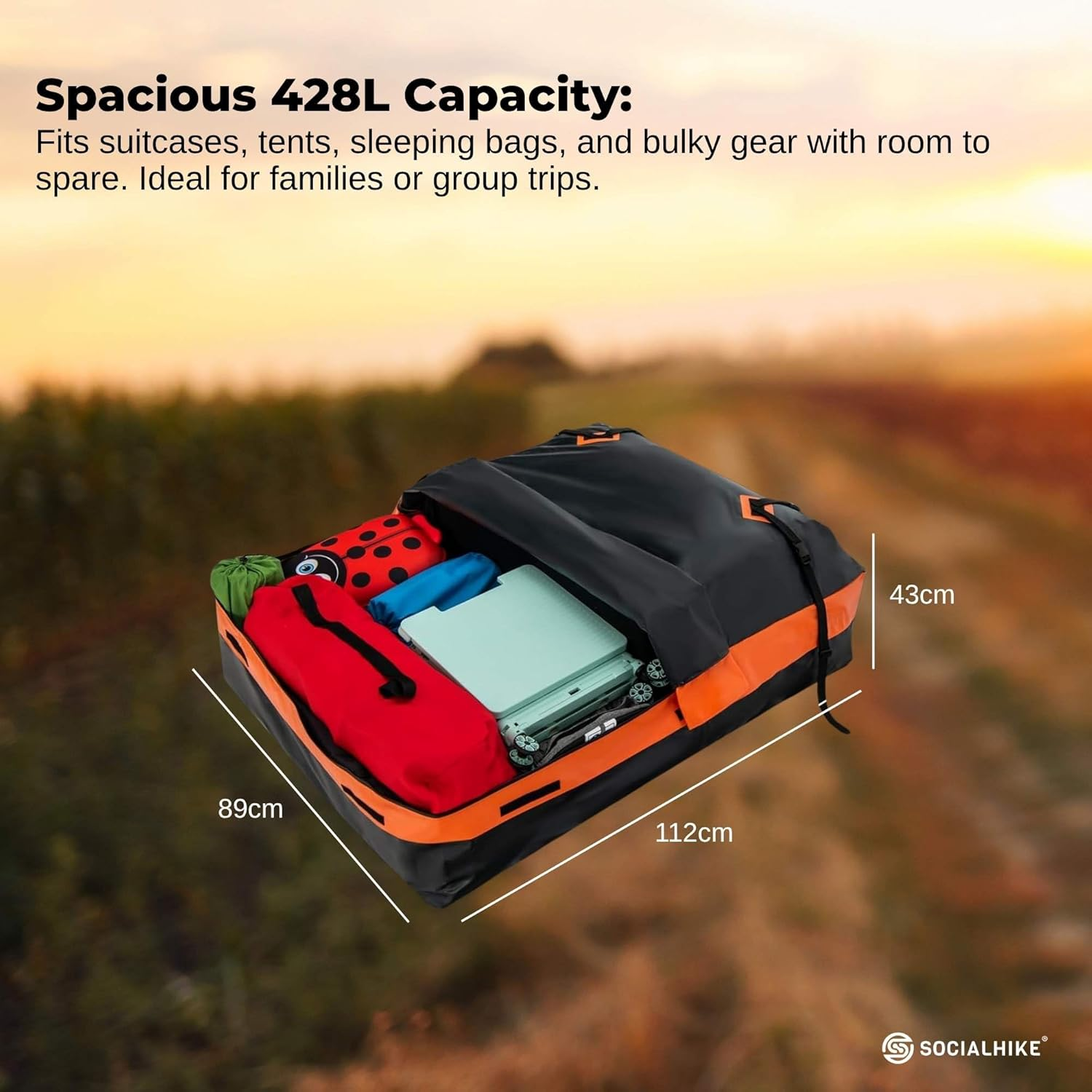428L Car Rooftop Storage Carrier - Soft-Shell Waterproof Roof Bag image number 6