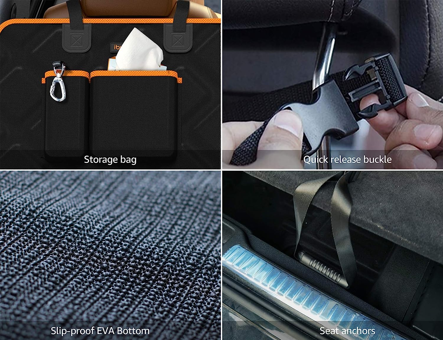 Ibuddy Dog Cargo Liner for Full-Size SUV, Waterproof Dog Seat Cover with Bumper Flap Protection Durable SUV Trunk Mat for Pets Keep Your Vehicle Trunk Clean Universal Fit X-Lager SUV Car Seat Cover image number 6