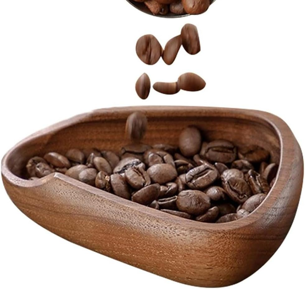 BEALIFE Natural Walnut Wood Coffee Bean Dosing Cup with Ceramic Spoon Rest Wooden Coffee Bean Dosing Bowl Walnut Wood Dosing Cup, A image number 5