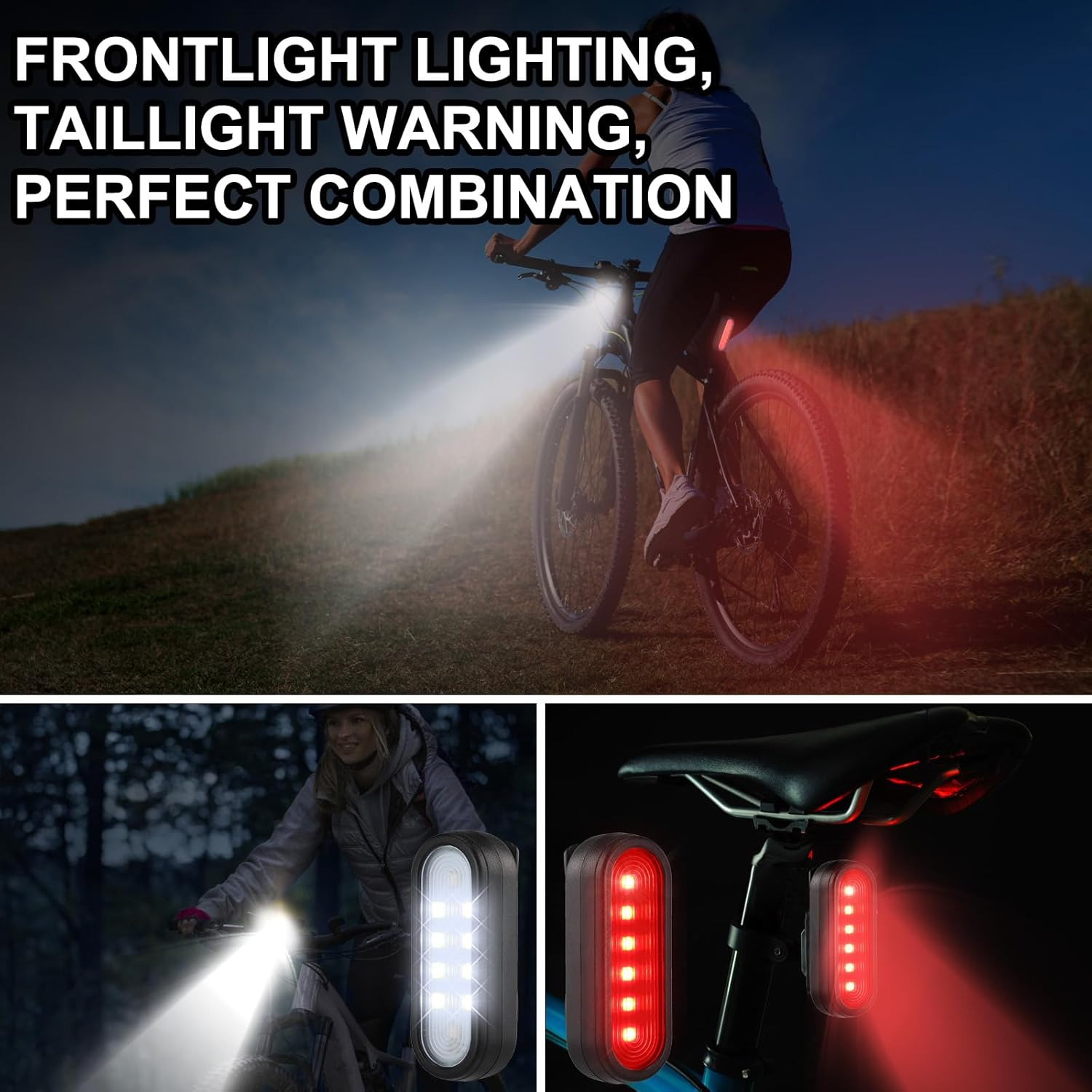 Rechargeable LED Safety Lights, Waterproof Hands-Free Running Lights Compact Warning Flashlight with 3 Modes (Continuous & Flashing Light) for Night Jogging Hiking Camping Outdoor Adventures (2Black) image number 5