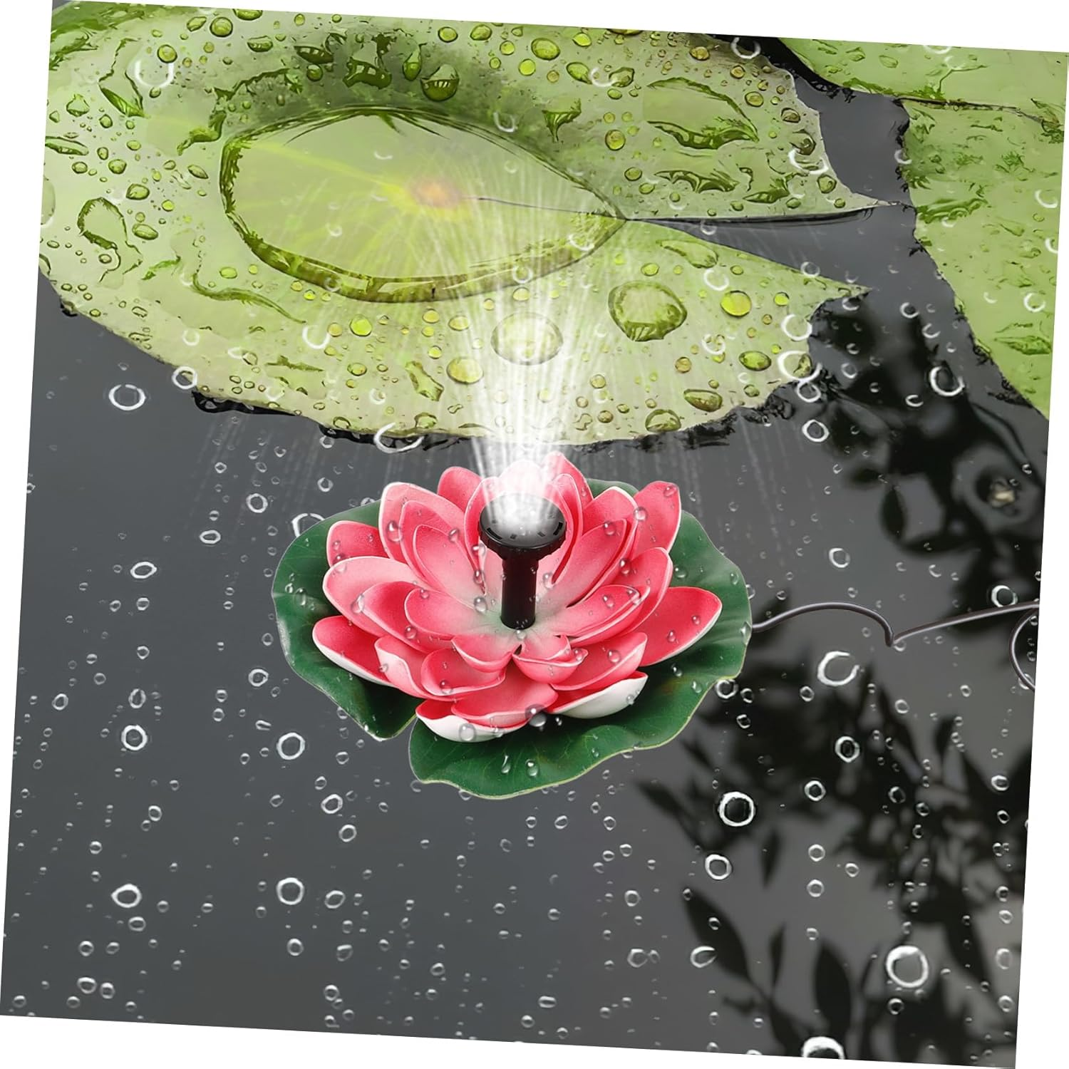 Solar-Powered Floating Lotus Landscape Fountain for Outdoor Garden Pools and Ponds Compact Design for Easy Installation and Decorative Water Features image number 1