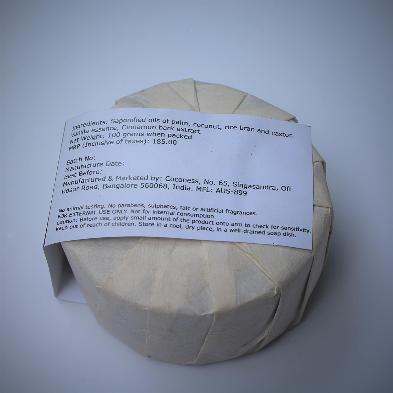 Coconess Vanilla & Cinnamon Soap | 100% Natural. Handcrafted | 100Gms. (Pack of 2)