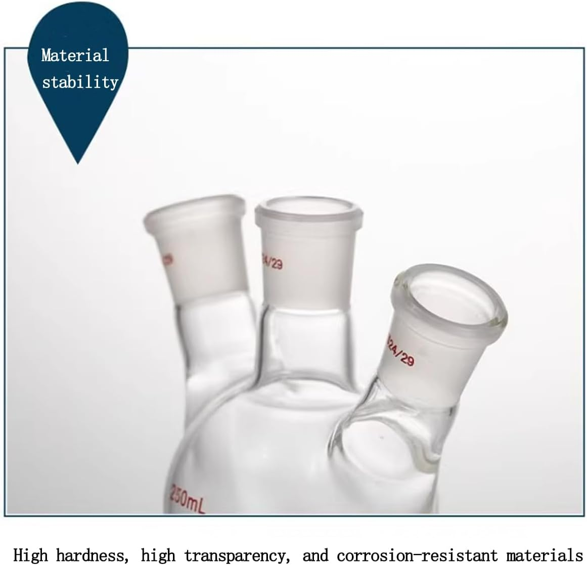 Three Necks round Bottom Flask Heavy Wall Borosilicate Glass Lab 3 Neck round Bottom Boiling Flask Multi Neck Distillation Apparatus Organic Chemistry Lab Glassware (2000Ml) image number 2