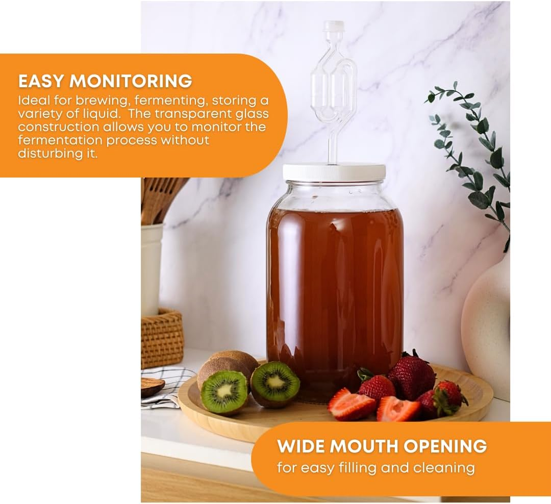 Fastrack 4X-QAD4-R06S One Gal Wide Mouth Jar with Lid and Twin Bubble Airlock, Clear image number 6