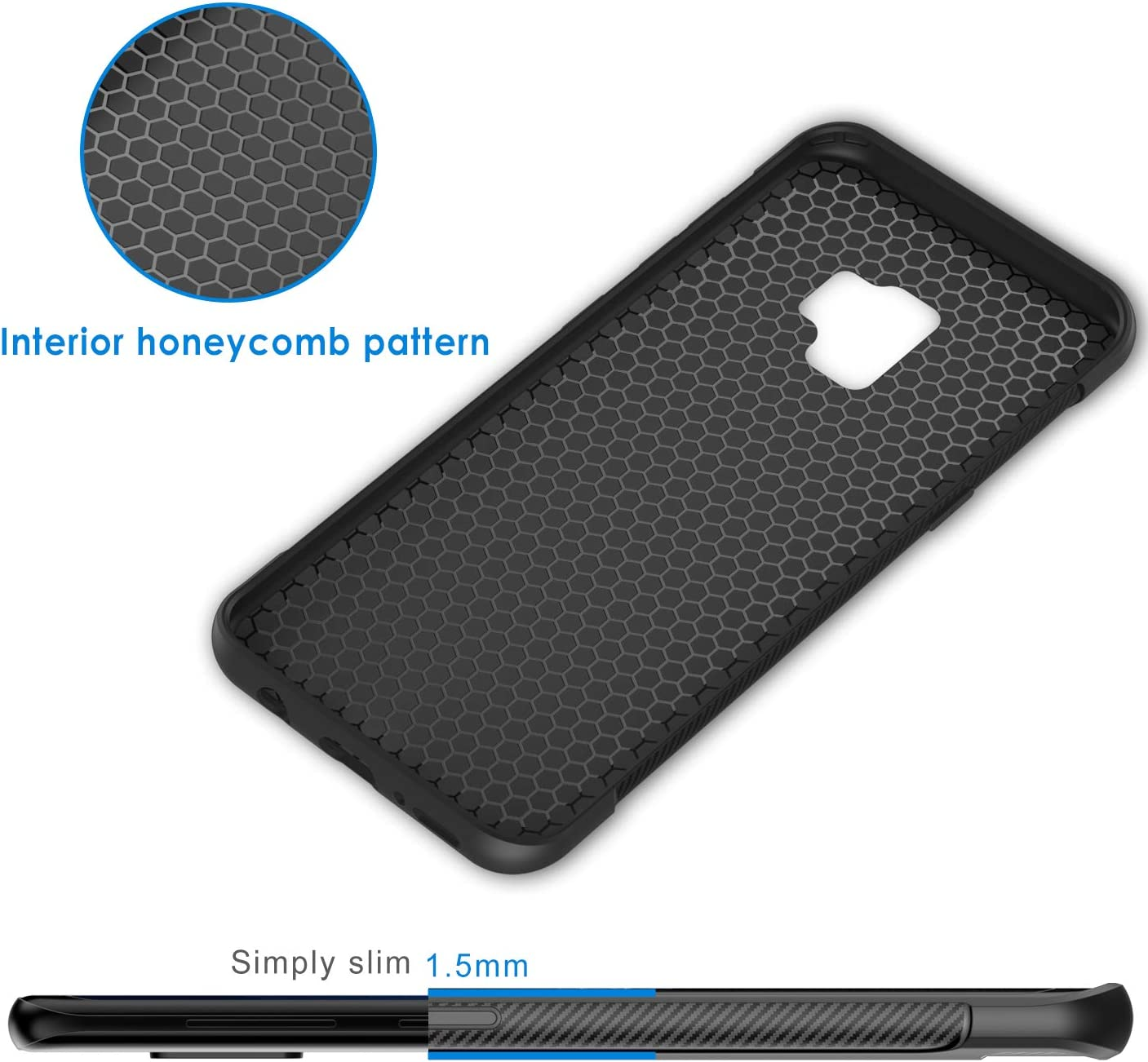 Jetech Slim Fit Case for Samsung Galaxy S9 (NOT for plus +), Thin Phone Cover with Shock-Absorption and Carbon Fiber Design (Black) image number 1