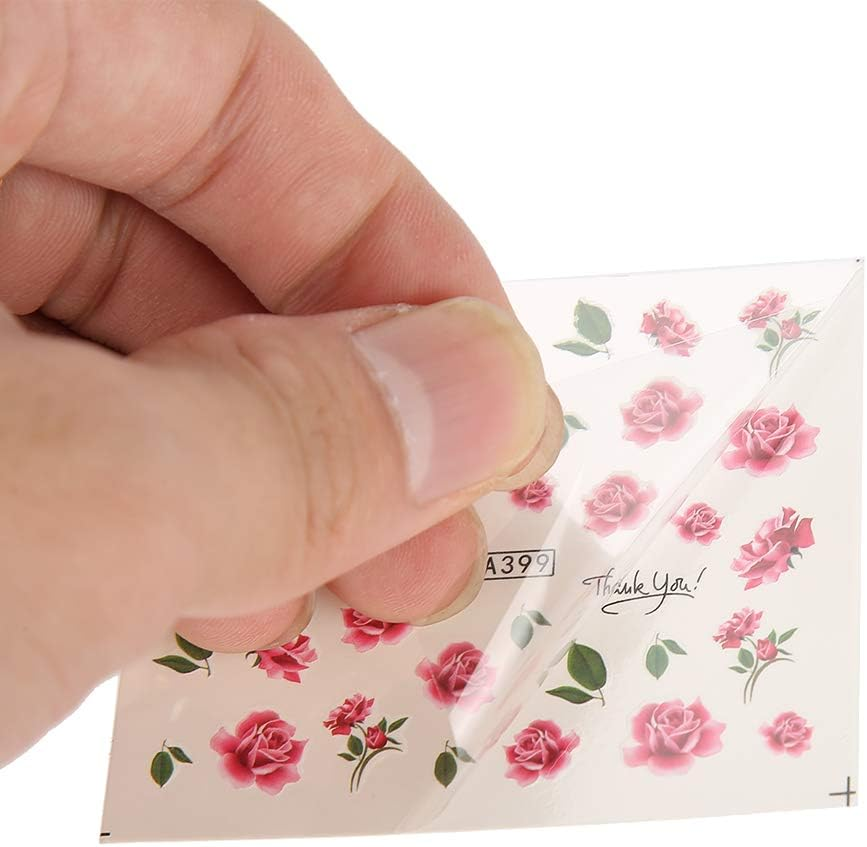 Mingzhe Nail Art Water Transfer Sticker 50 Sheets Mixed Flower Cartoon Decals for DIY Nail Design Festival Decoration (BLE Series) image number 6