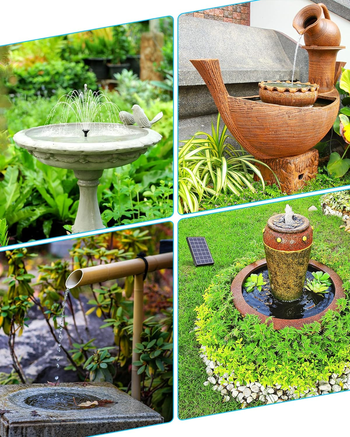 Biling Solar Fountain for Bird Bath, Solar Panel Kit Outdoor Solar Water Pump with 4Ft Tubing for Hummingbird Bath, Small Pond and Fish Tank image number 4