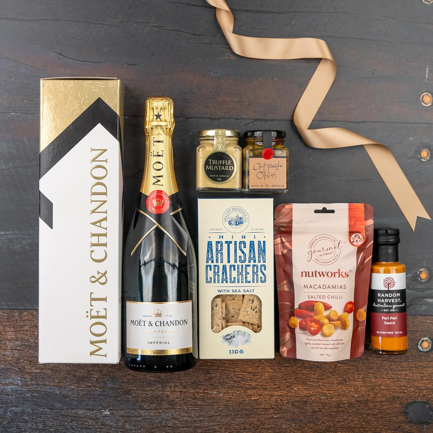 Luxury Champagne Gift Hamper, Quality Gourmet Selection, Perfect Birthday or Thank You Gift, Includes Champagne, Macadamias, Olives, Mustard, Crackers image number 1