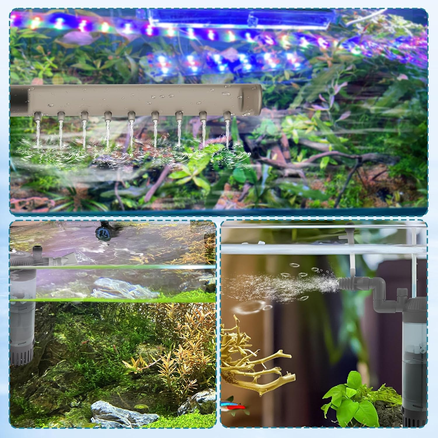 Submersible Fish Tank Internal Filter, Aquarium Filter with 2 Stage Filtration Submersible Filtration System, Aquarium Filter with Water Pump for up to 300L Fish and Turtle Tank image number 6