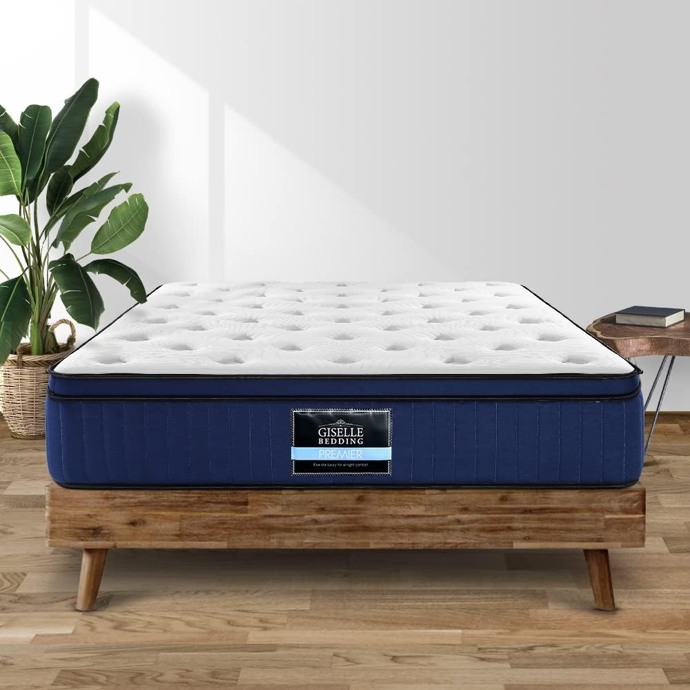 Giselle Bedding Double Mattress Bed Mattresses Cool Gel Memory Foam 34Cm Thickness, with 7-Zone Pocket Spring System and Breathable Euro Top, 5Yrs Warranty, Medium Firm, White + Blue Vacuum Packed image number 6