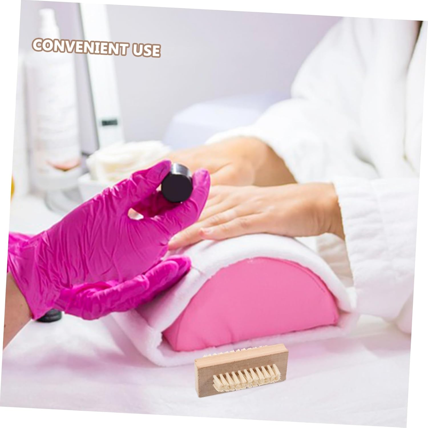 LOLIPPYY Wooden Handle Double Sided Bristle Nail Brush for Spa and Manicure Natural Bristle Material Compact for Nail Cleaning and Grooming image number 6