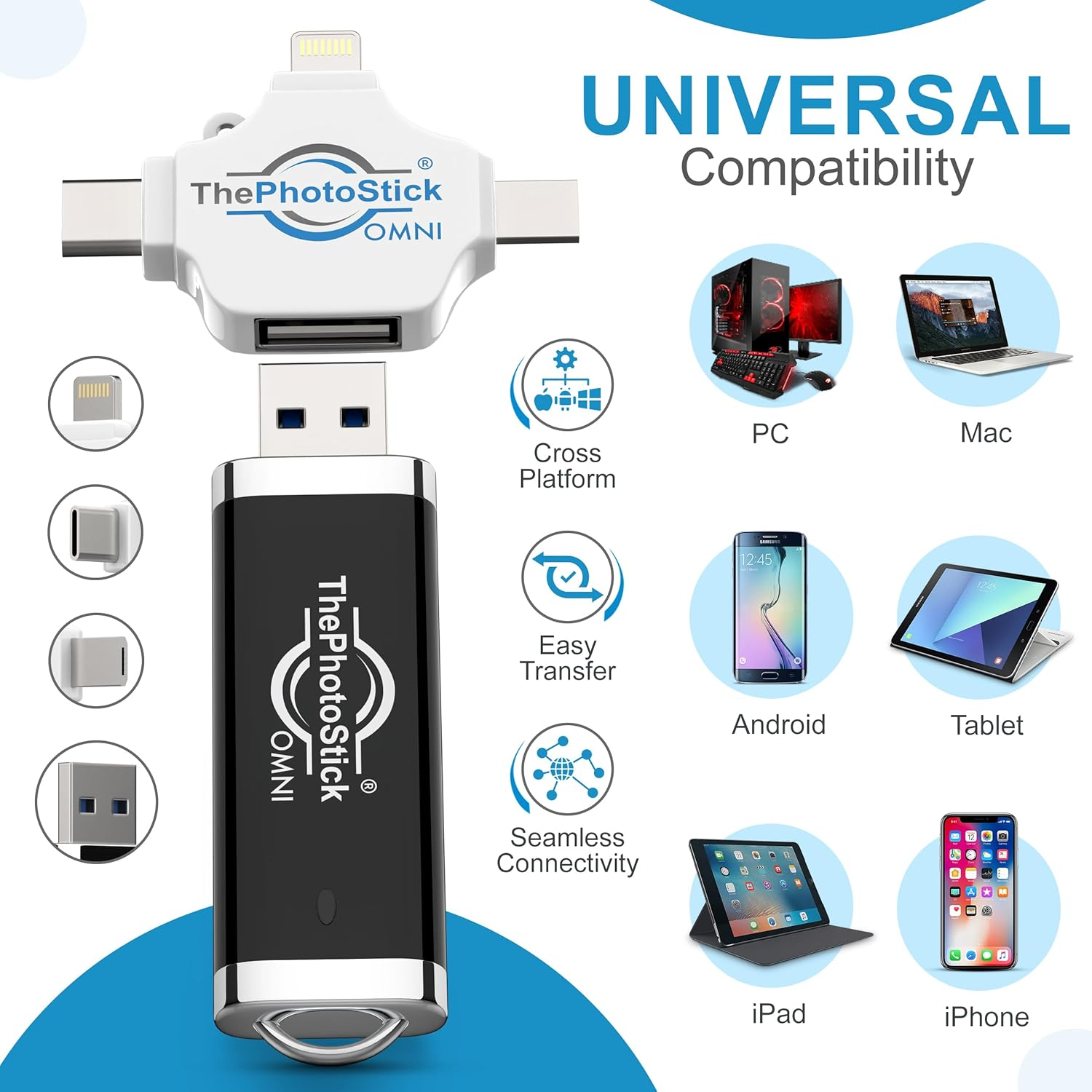 Thephotostick&reg; Omni 128GB - Secure Photo & Video Backup and Transfer | Digital File Organization | USB & Multiport Connection for Phones, Tablets and Computers | Portable Memory | External Storage image number 3