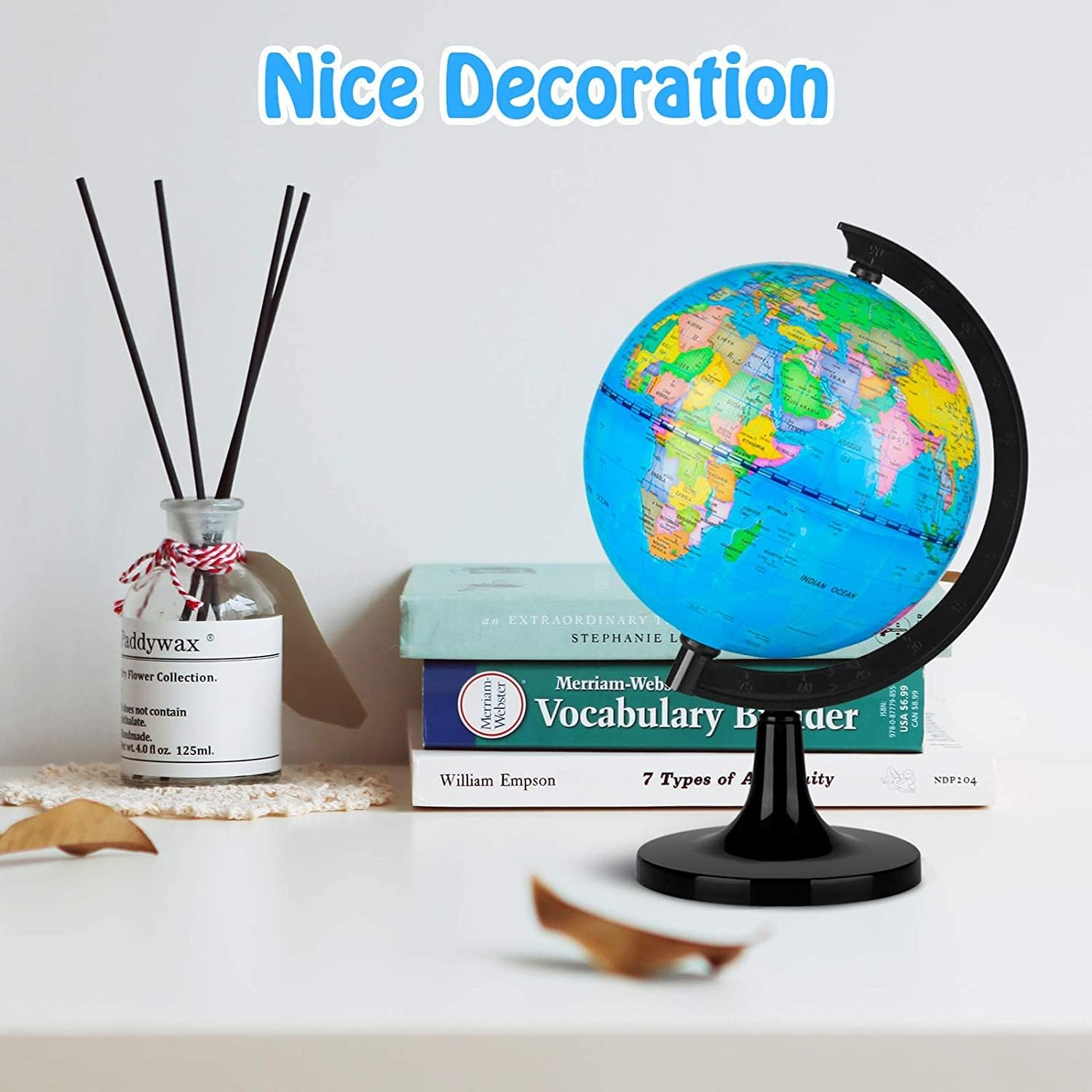 Wizdar 5.5" World Globe for Kids Learning, Educational Rotating World Map Globes Mini Size Decorative Earth Children Globe for Classroom Geography Teaching, Desk & Office Decoration-5.5 Inch image number 4