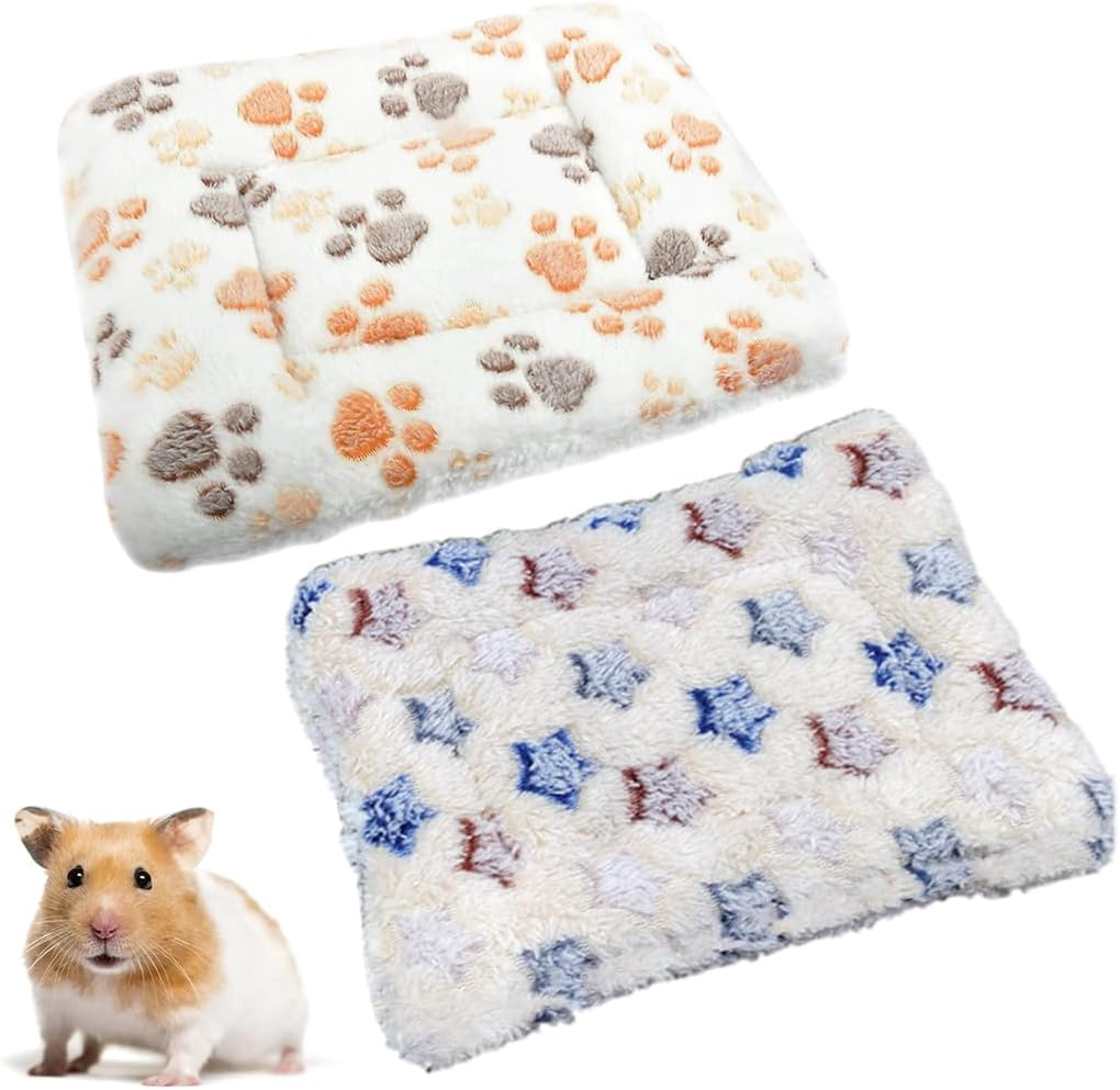 Pack of 2 Warm Fluffy Plush Bed, Small Animal Plush Bed, Guinea Pig Accessories, Rodent Rug, for Small Animals, Chinchilla, Squirrel, Guinea Pigs image number 1