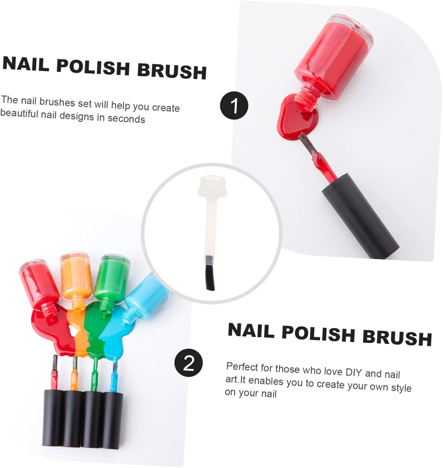GANAZONO 20Pcs Nail Polish Brush Replacement Nail Art Brush Manicure Tools for Home Professional Use image number 4
