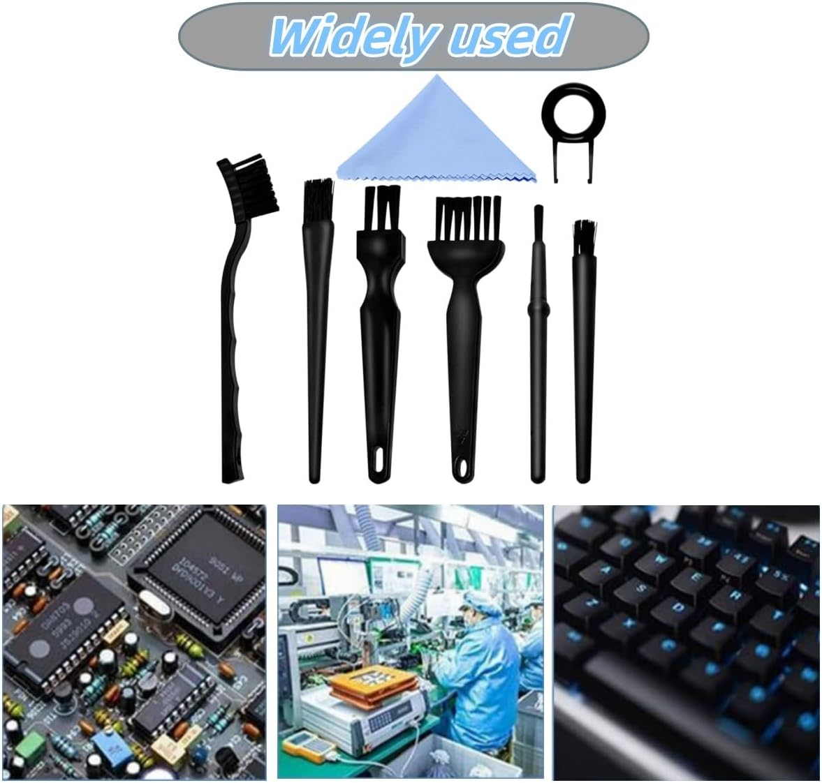Multi-Purpose Brushes (Black),Anti Static Brushes,Computer Cleaning Kit,Detail Cleaning Brush Set for Small Gaps - Computers,Keyboards,Pcbs,Vents,Car Interior,Window（8Pcs