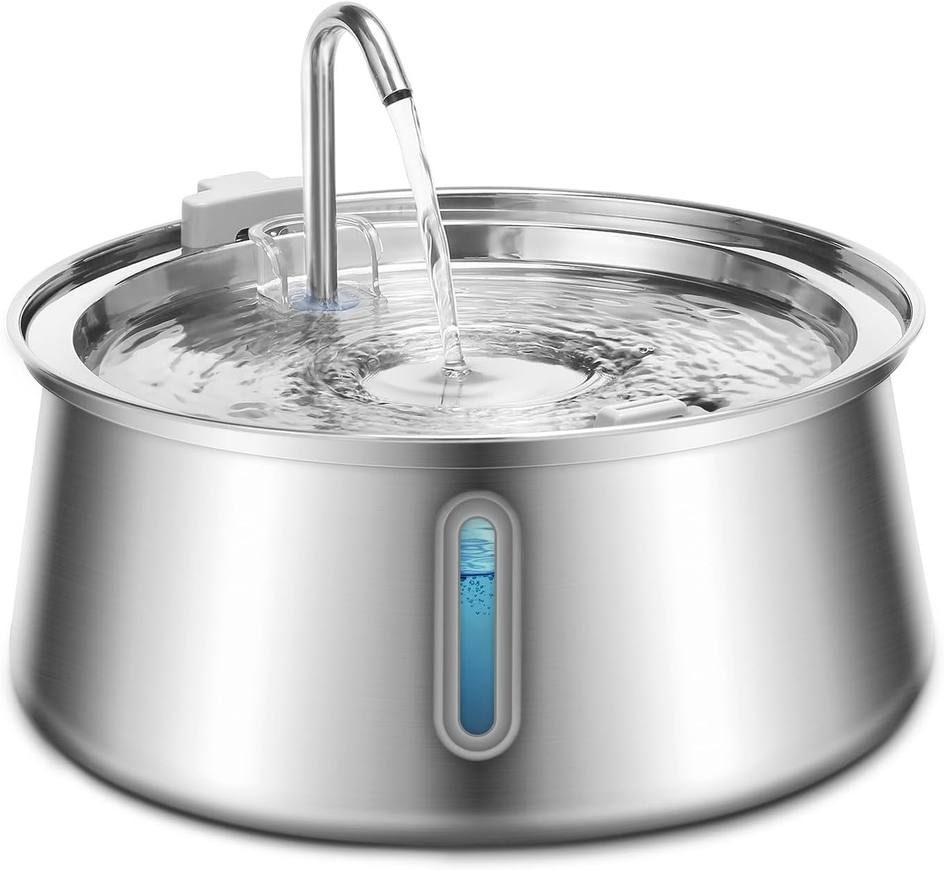 AUSWAY Cat Water Fountain Stainless Steel, 4L Pet Water Fountain with Water Level Window,Ultra Quiet Dog Water Dispenser with Filter and Sponge Faucet Water Fountain for Pet image number 6