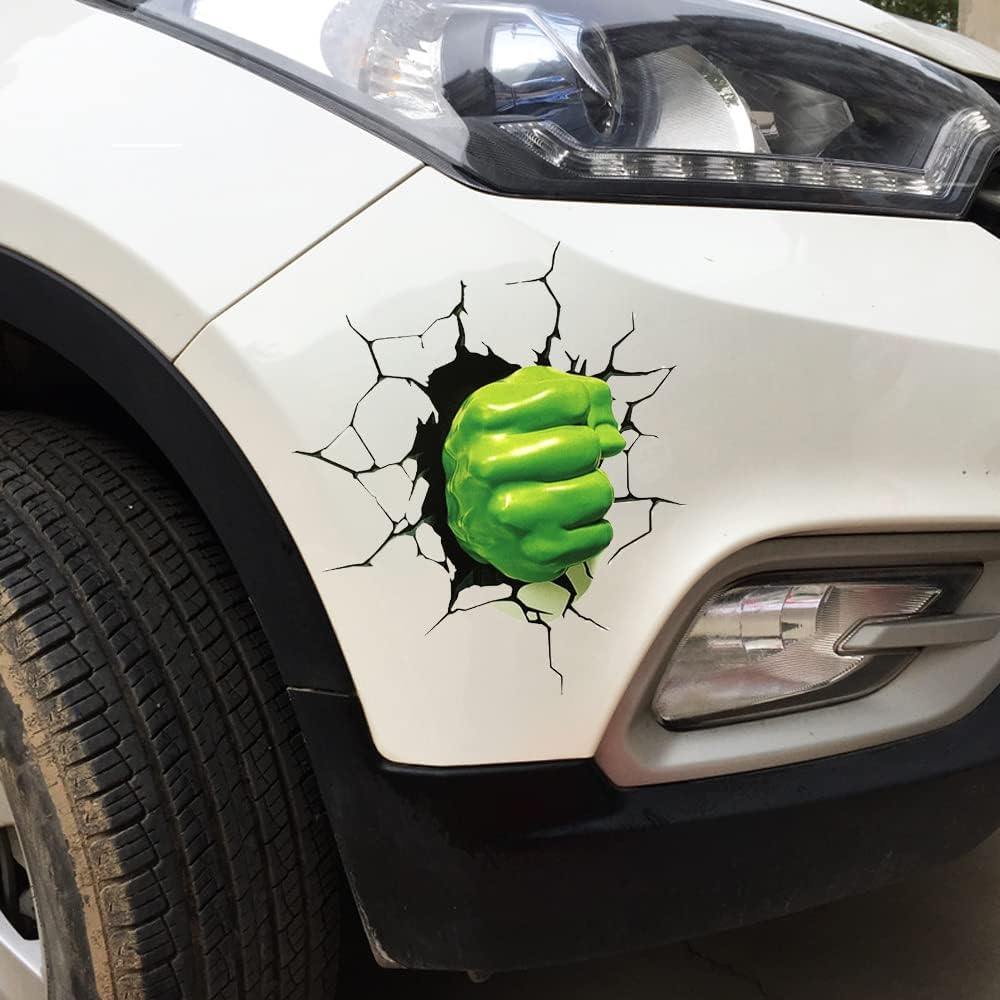 JINYUNDUOSP Marvel Hulk 6.7 Inch 3D Car Stickers, Green, Vinyl & Paper, Modern & Contemporary Style, Water Resistant, Outdoor Use, Car & Motorcycle, Die-Cut Sticker, Automotive image number 1