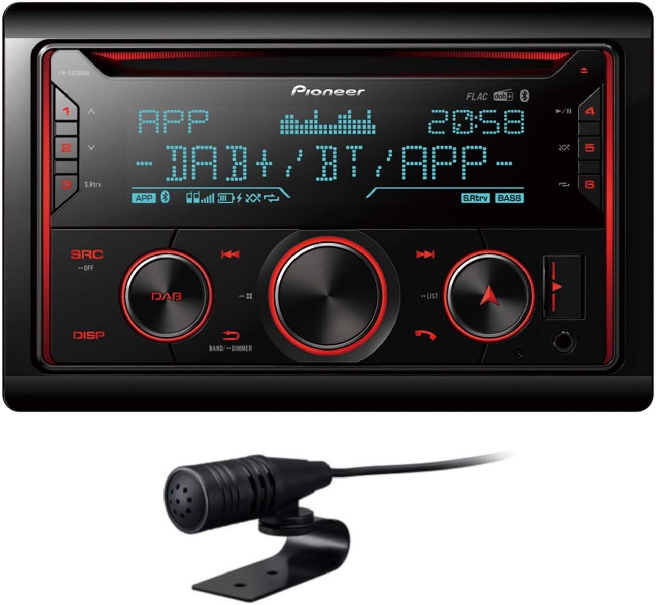 Pioneer FH-S820DAB 2-DIN CD Tuner with DAB/DAB+, Bluetooth, Multi Colour Illumination, USB, Spotify, Pioneer Smart Sync App and Compatible with Apple and Android Devices. image number 1