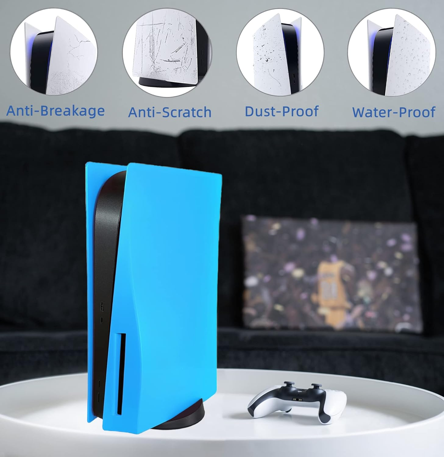 Disc Edition Face Plates Cover Skins Shell Panels for PS5 Console, Accessories for Playstation 5 Protective Replacement Faceplates Dustproof Anti-Scratch (Starlight Blue) image number 2