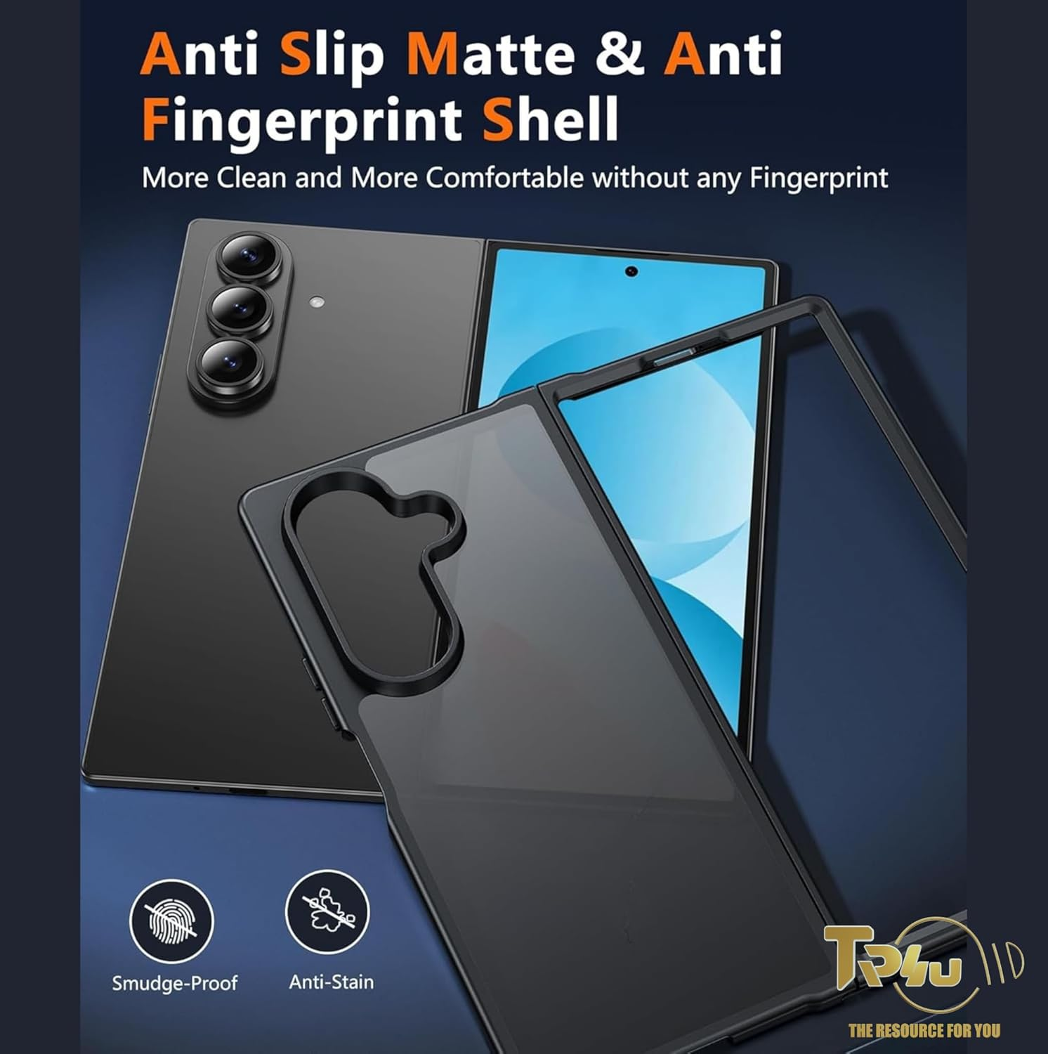 TR4U the Resource for You Matte Case Frosted Black Compatible with Samsung Galaxy Z Fold 7 [Shockproof] [Military Grade Protection] [Non-Slip Slim Fit] Protective Case for Z Fold 7 8.2-Inch (2025) image number 2