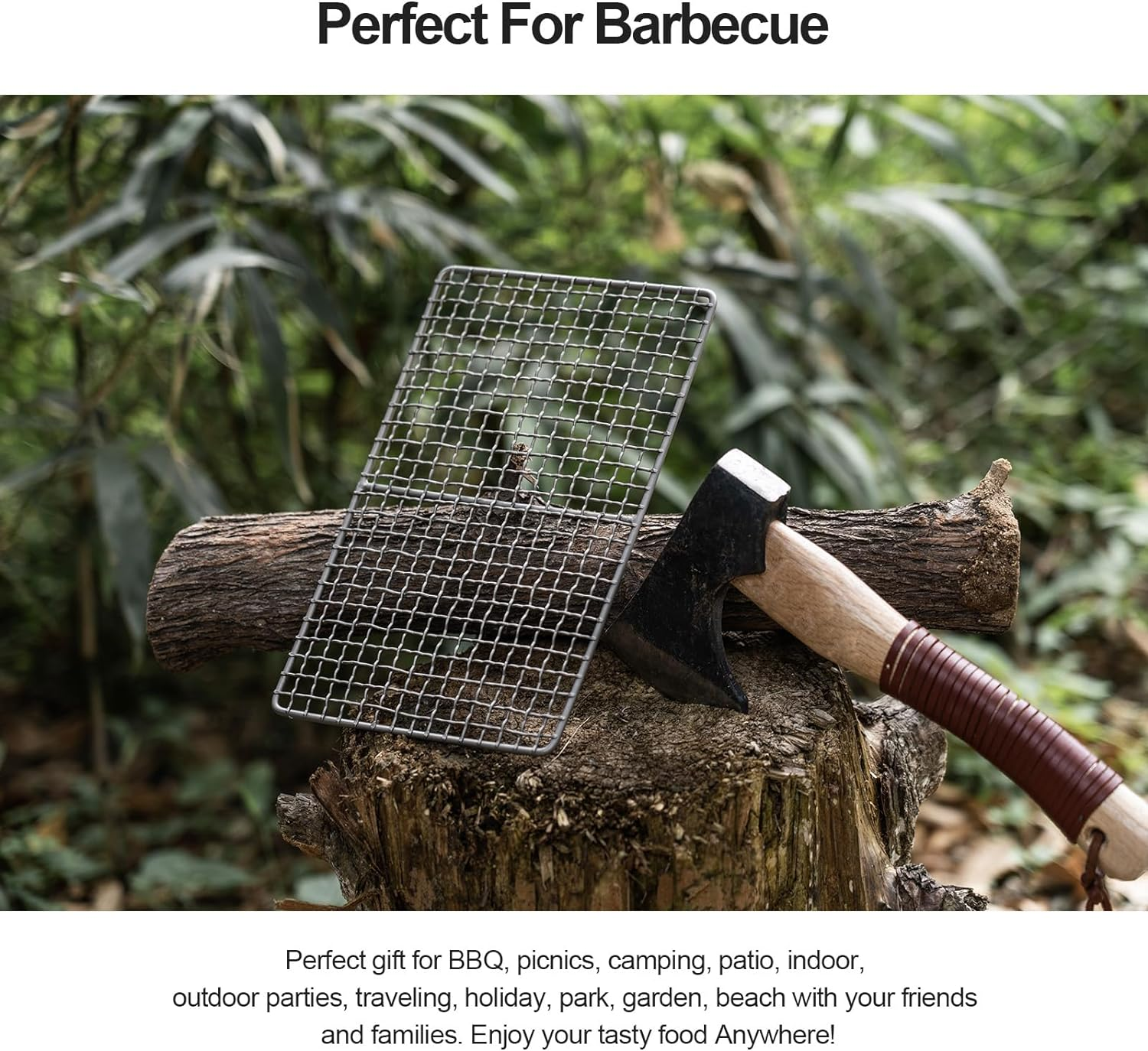 Boundless Voyage Grill Grate, Camp BBQ Roasting Grill Ultralight Titanium Plate Durable Mini Charcoal Barbecue Broiler for Home Garden Outdoor Beach Picnic Hiking Camping Backpacking Ti2022C - Ti15108B image number 2