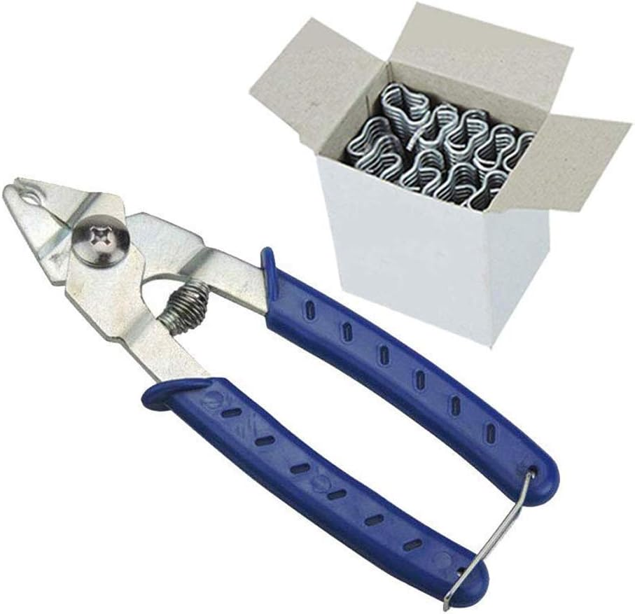 Hog Ring Pliers with 600Pcs M Nail Clips for Chicken Quail Pigeon Pet Cage Poultry Clamp Installation Tools Fences Netting Tags Traps Cage image number 5