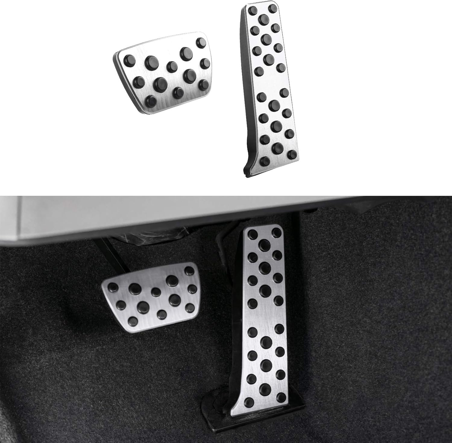 CKE Sporty Aluminum Alloy & Rubber Pedal Covers - Brake & Gas for Toyota Camry (2018-2024), RAV4 (2019-2024), Avalon, Highlander, Sienna, Venza, Bz4X, Prius, Crown & Lexus ES/LS (2018-2024)