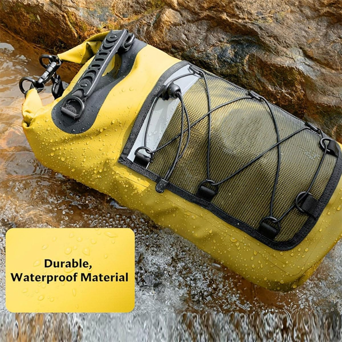 AIMALL Waterproof Dry Bag 10L/30L with Mesh Pocket, IPX6 Roll-Top Backpack for Kayaking, Beach, Boating, Hiking, Swimming, Rafting, 500D PVC Outdoor Gear Bag