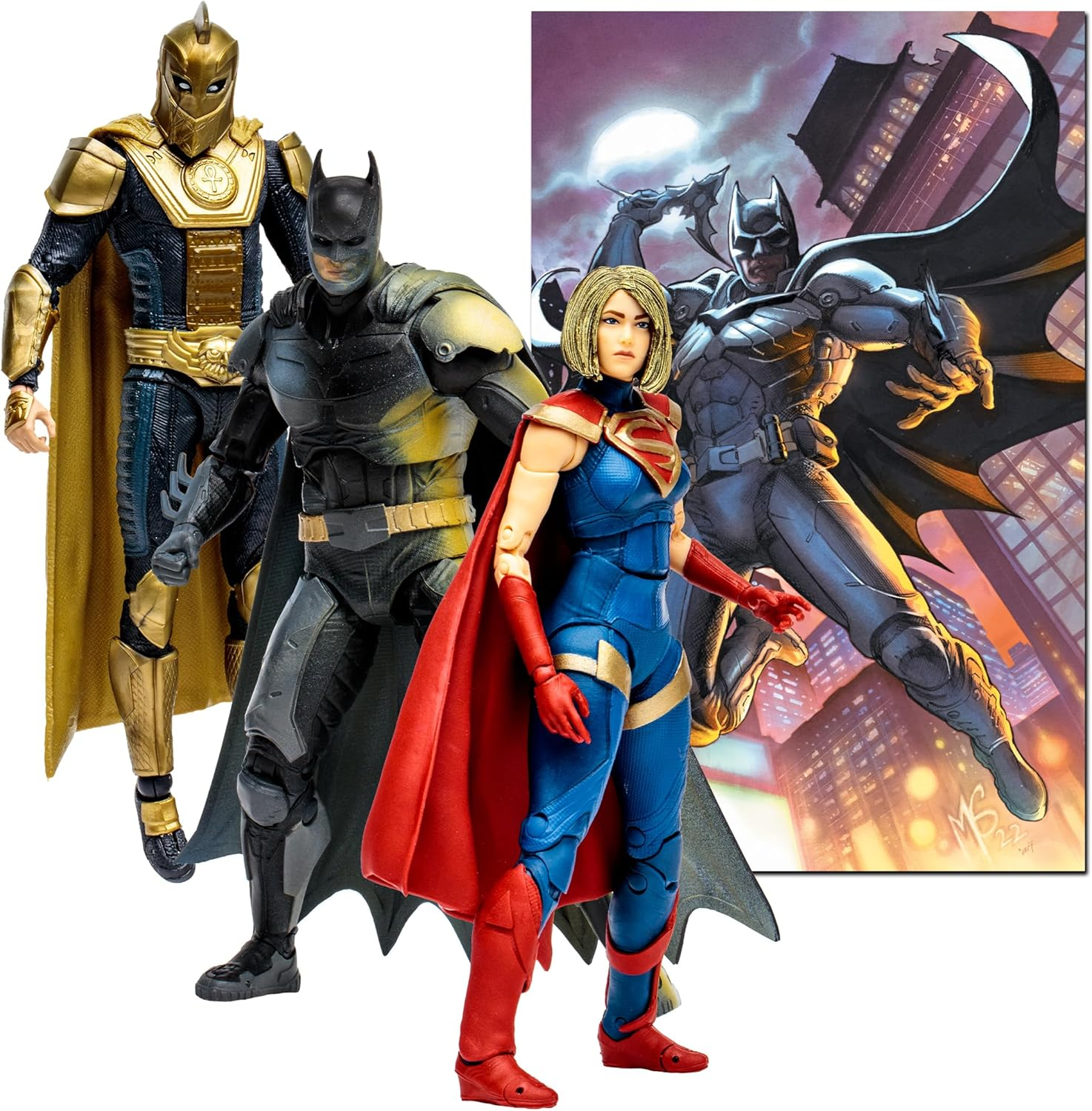 Mcfarlane Toys - DC Multiverse Batman, Supergirl & Dr.Fate (Injustice 2) 3Pk, Gold Label, Amazon Exclusive image number 1