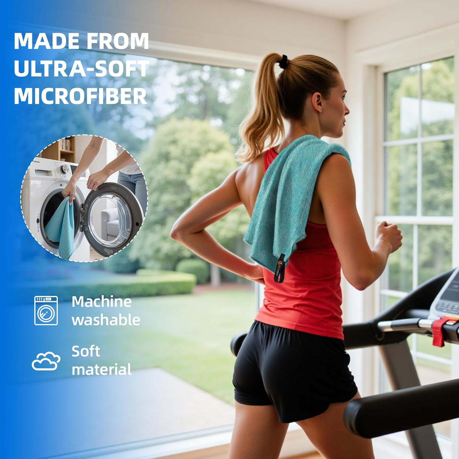 Microfiber Towel Quick Dry Set (4 Pack) - Super Absorbent Gym Towels Lightweight Hot Yoga Towel Fast Drying Travel Towels for Workout Sports Exercise-Home Gym Accessories for Men & Women (Four-Color) image number 3