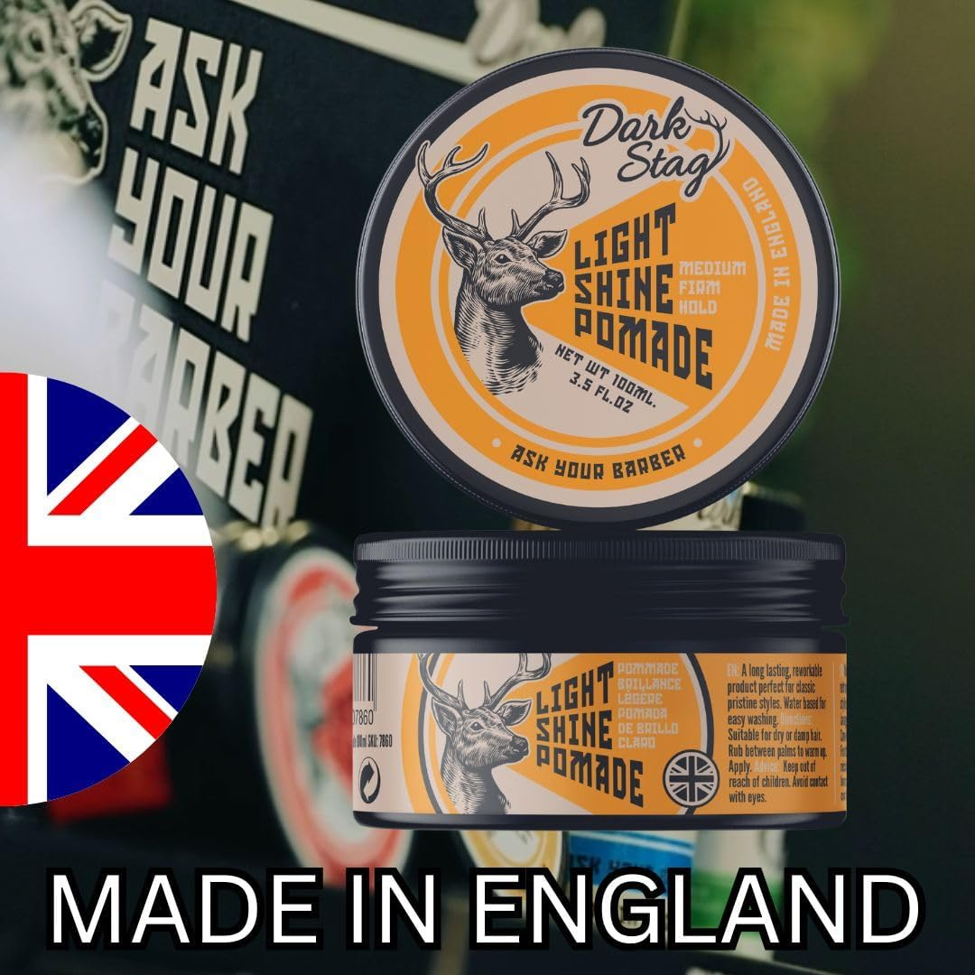 Dark Stag Light Shine Pomade, Professional Hair Styling Product for Men, Water Based for Easy Wash Out, Medium Firm Hold 100Ml / 3.5Oz image number 4