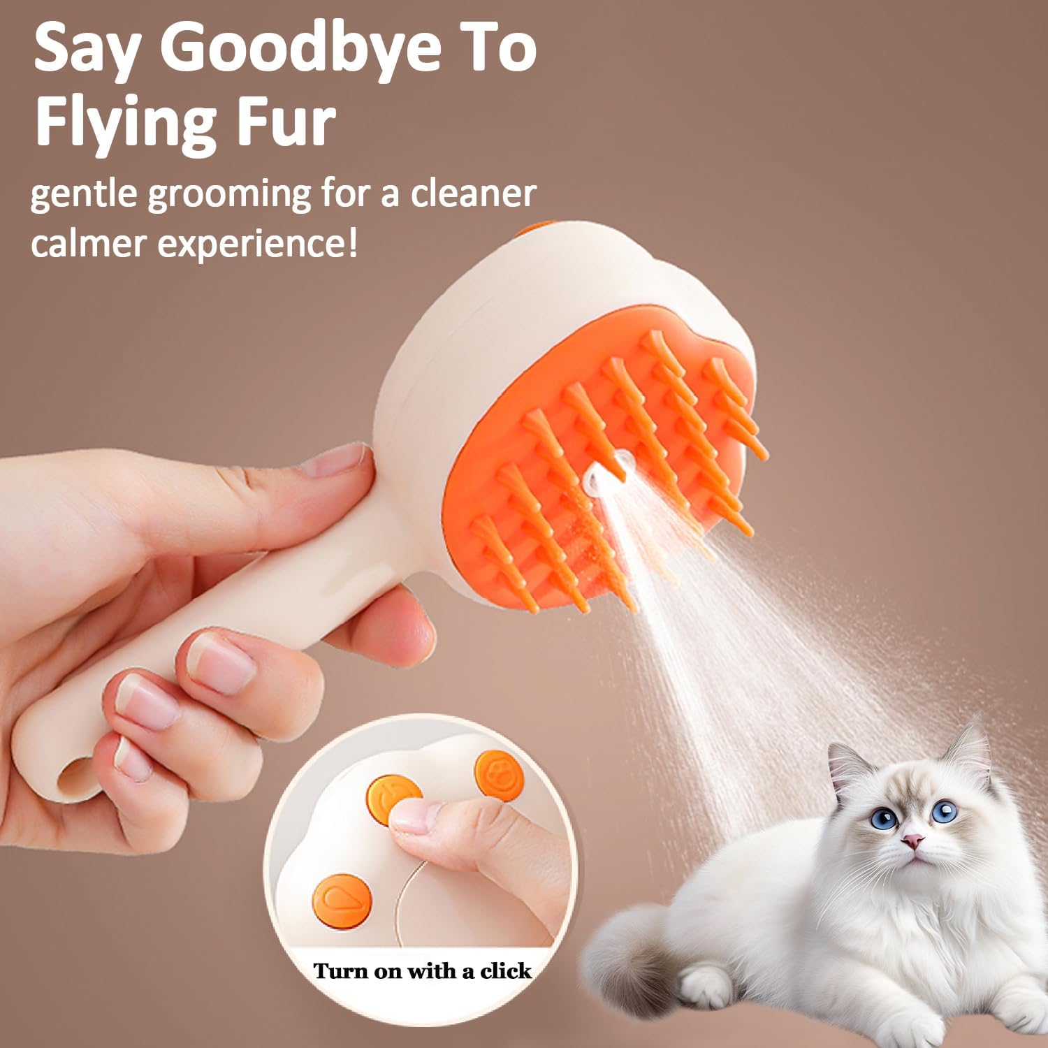 3-In-1 Pet Spray Brush for Dogs & Cats, Pet Grooming Cleaning Brush, Rechargeable Steam Brush, Pet Hair, Massage, Bathing and Combing All in One, Suitable for Long and Short Hair(Green) image number 1