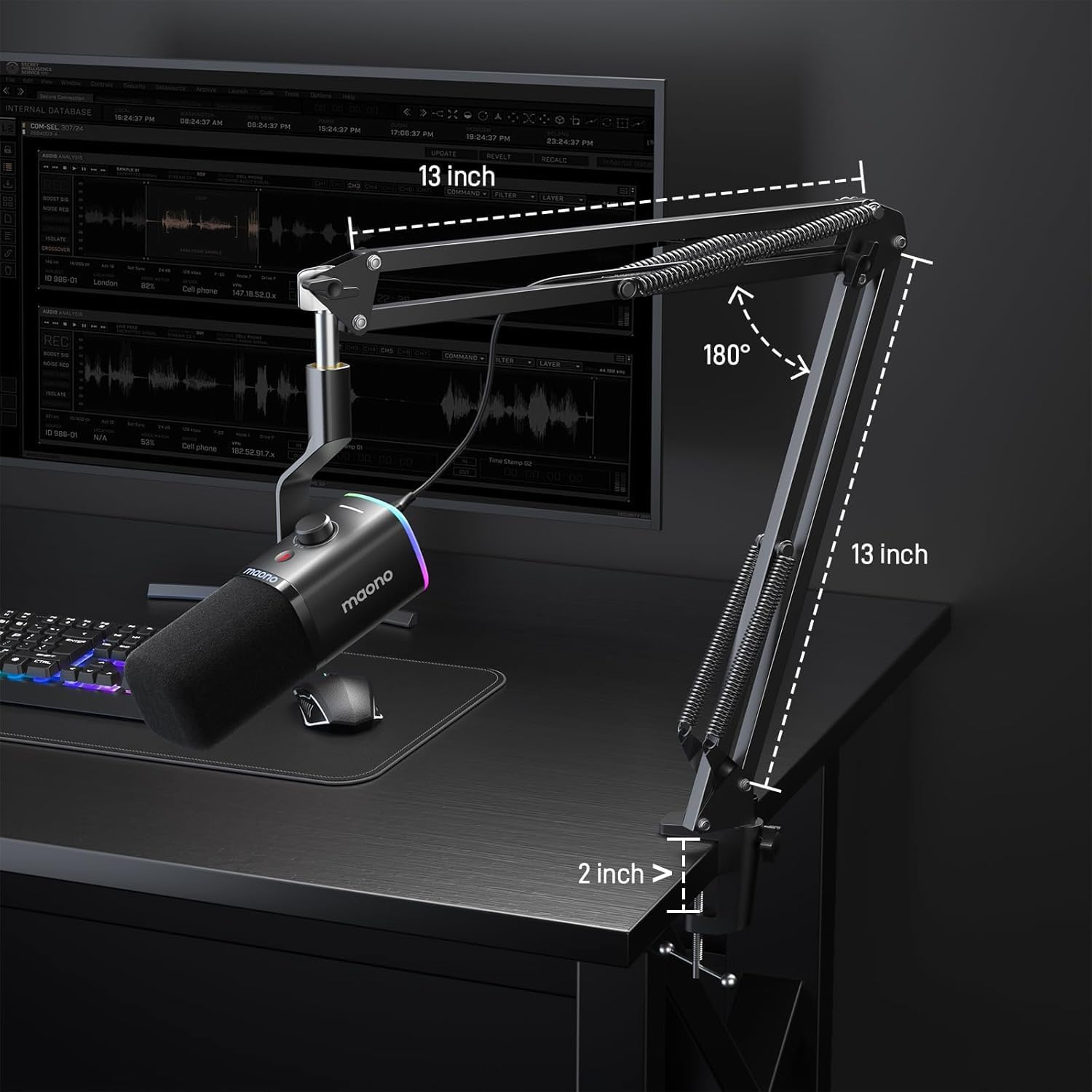 MAONO Dynamic Gaming Microphone with Software: USB XLR Podcast Computer Microphone with Boom Arm - RGB PC Mic for Gamer - Podcast Mic for Streaming Recording Studio Youtube Online Chat PD100XS image number 4