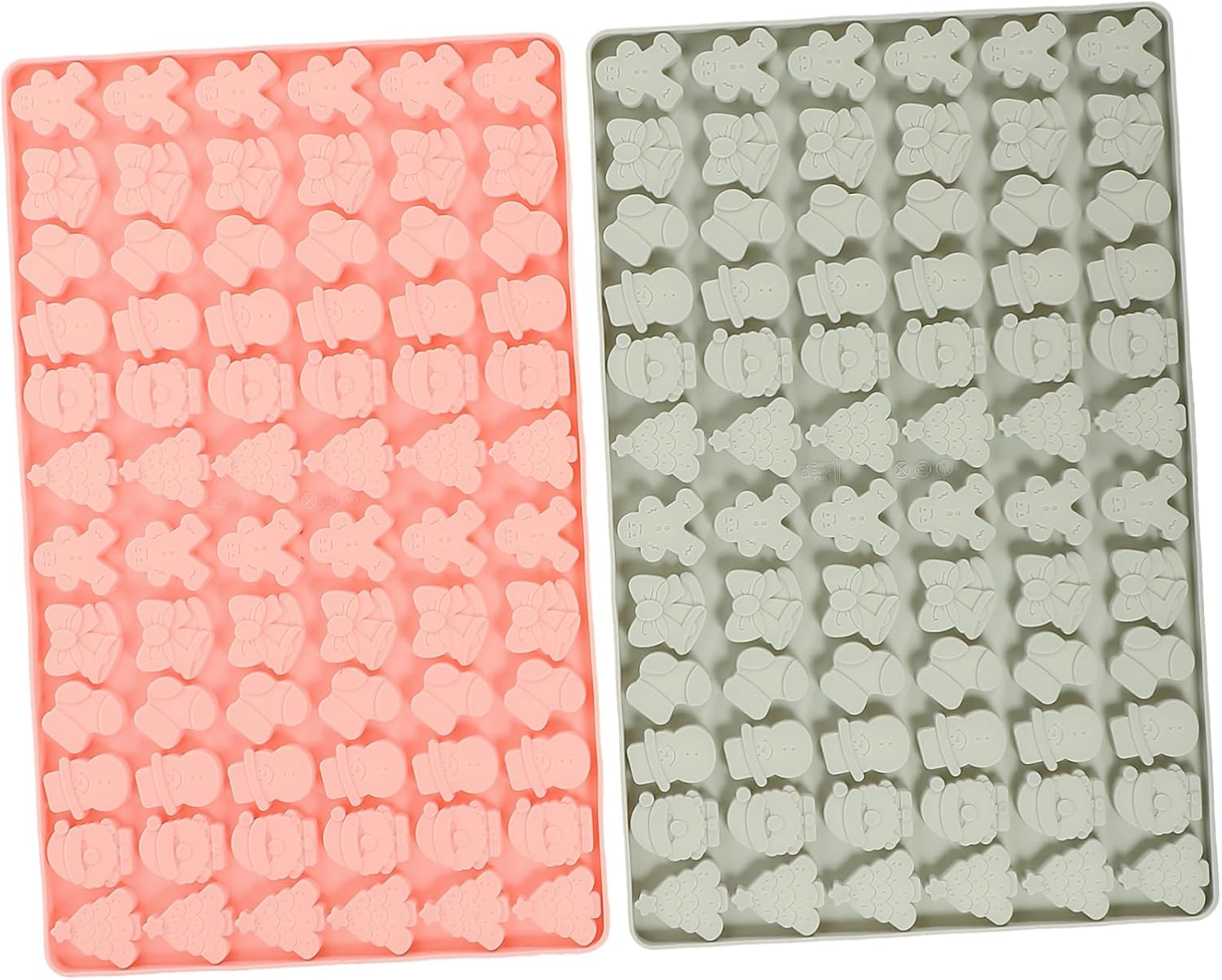 2Pcs Silicone PET Treat Molds 72-Grid Christmas Theme Dog Snack Mold Flexible Baking Tray Blue and Pink DIY Dog Food Biscuit image number 2