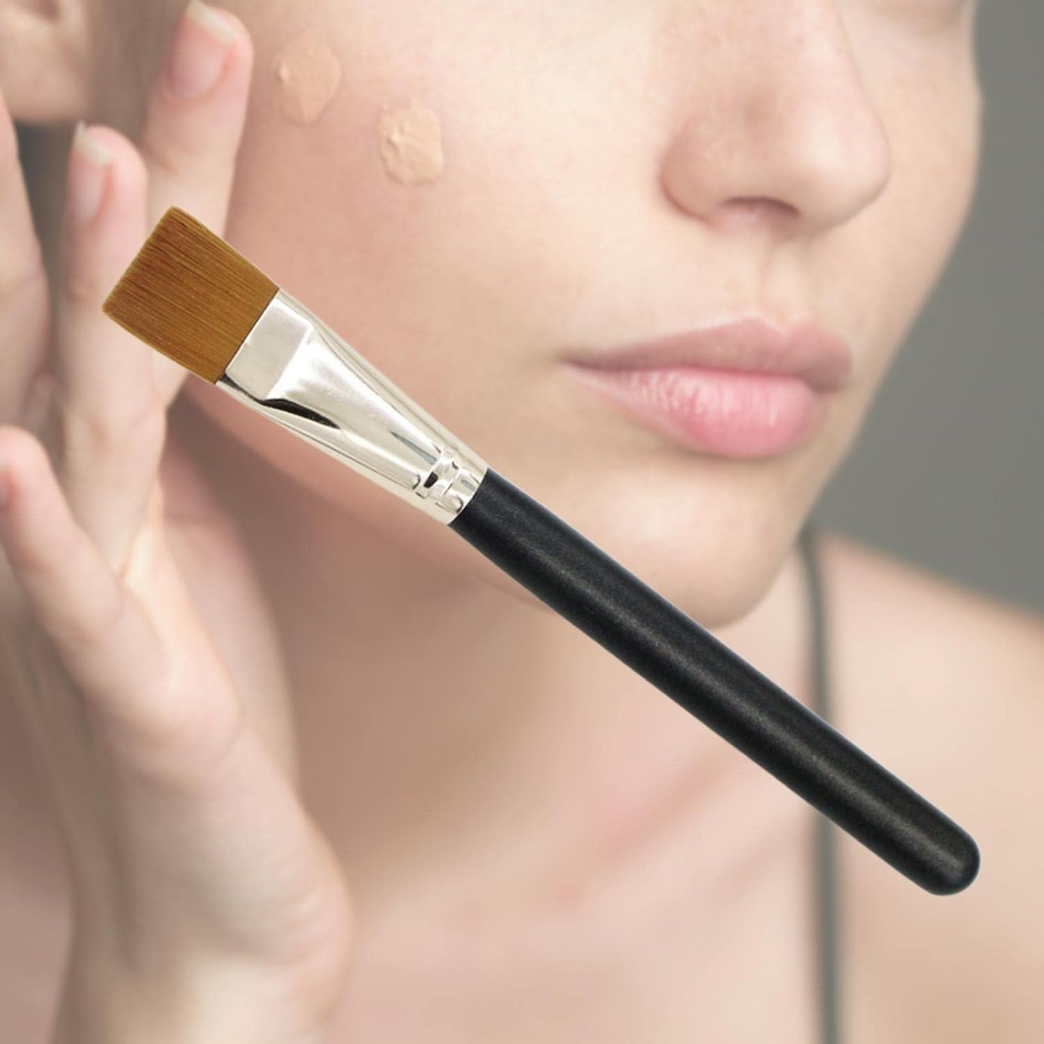 #N/A Square Foundation Brush Cosmetics Synthetic Bristles Smooth Contour Brush Flat Makeup Brush for Facial Mask Emulsion Liquid Cream image number 6