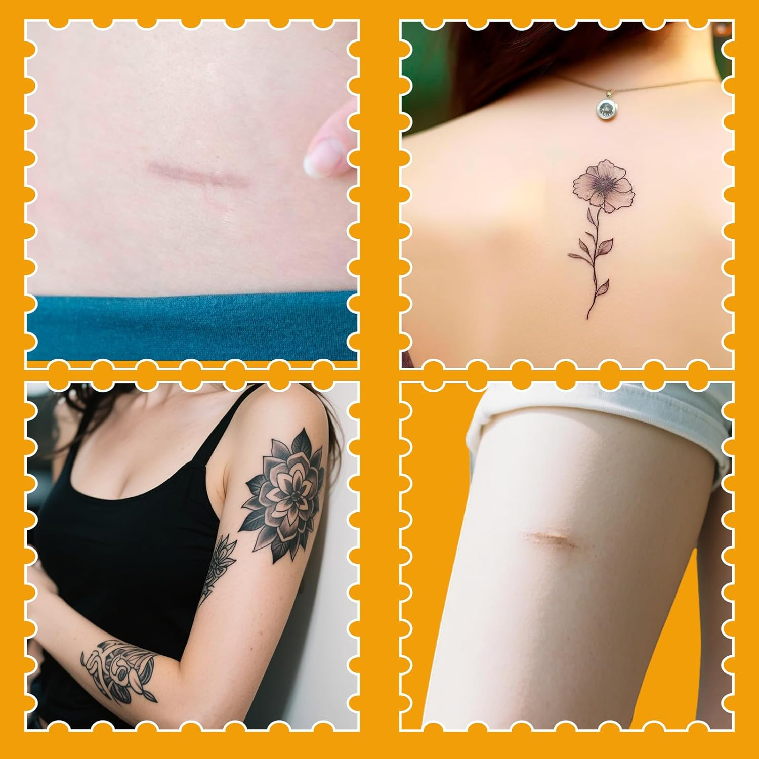 8Pcs Tattoo Cover up Patch, Scar Tape, Invisible Waterproof Body Concealer Makeup Sticker - Natural Looking Cover up Tattoos and Scar, Waterproof Body Concealer